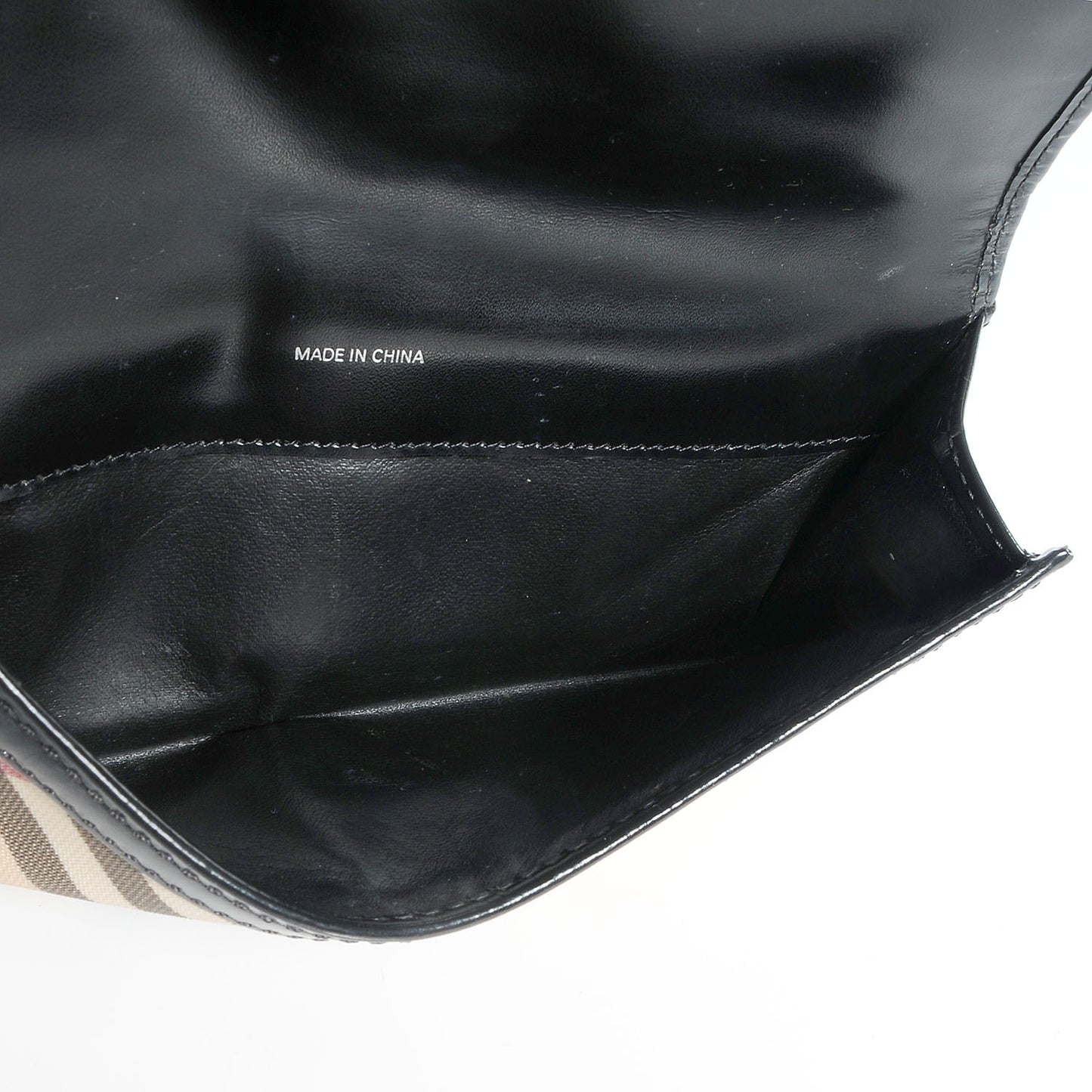 Patent Nova Check Tri-Fold Wallet Black