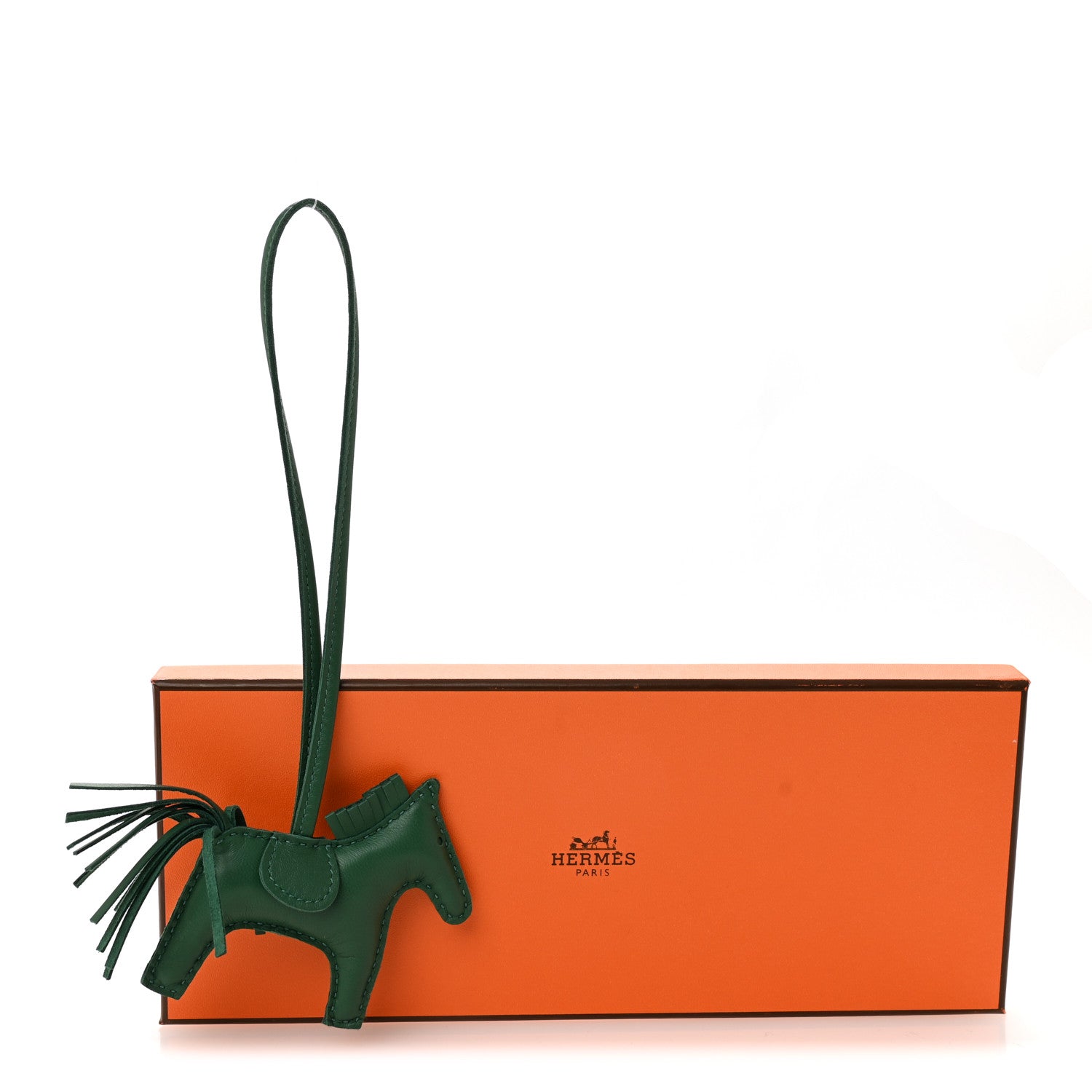Hermes Milo Lambskin Grigri Rodeo Horse Bag Charm PM Vert Moyen