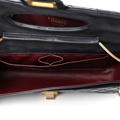 Chanel Patent Quilted 2.55 Reissue East West Clutch Navy Blue 5 of 14
