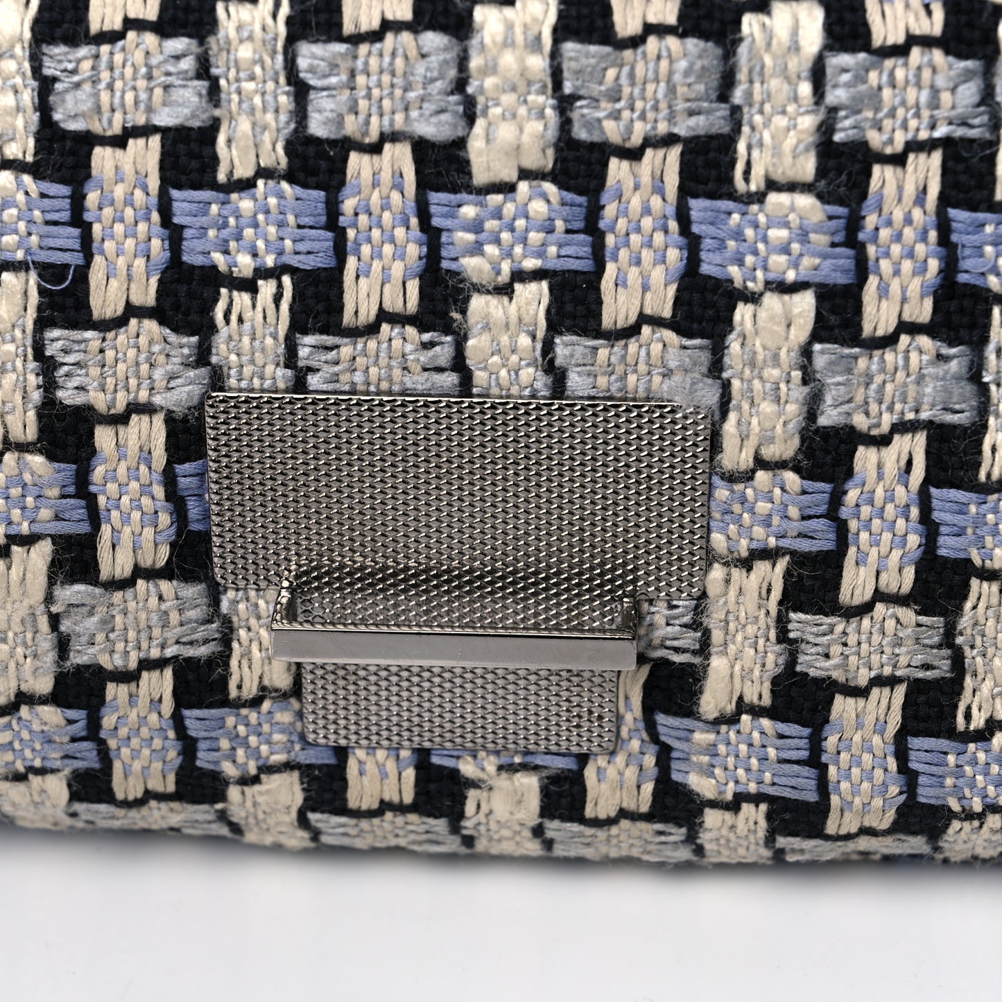 Tweed Calfskin Woven Single Flap Blue