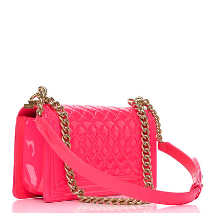 Chanel Patent Quilted Medium Boy Flap Pink 3 of 13