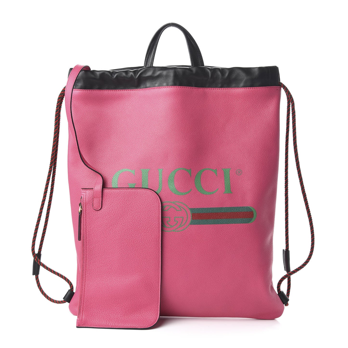 Grained Calfskin Logo Drawstring Backpack Box Pink Green Black