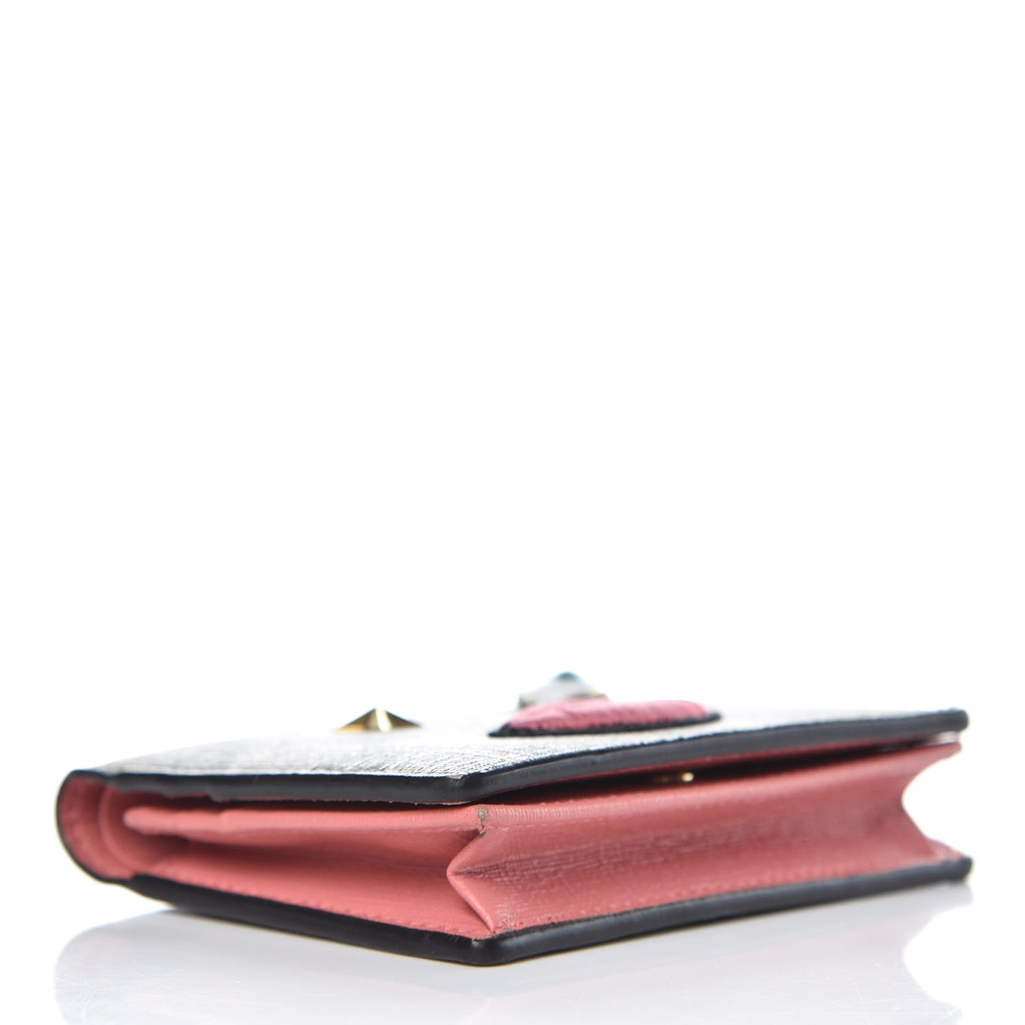GG Supreme Monogram Face Embroidered Card Case Wallet Pink