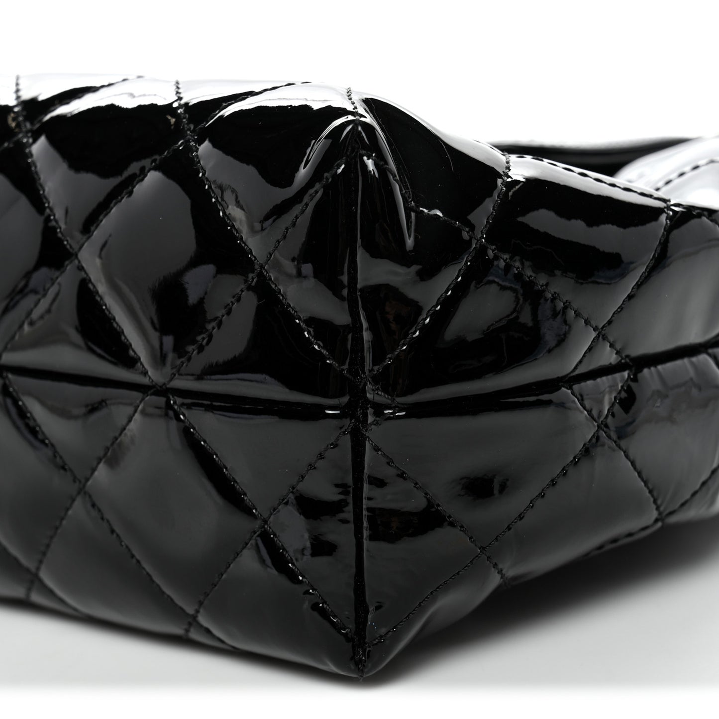 Patent Quilted Large Coco Shine Accordion Flap Black