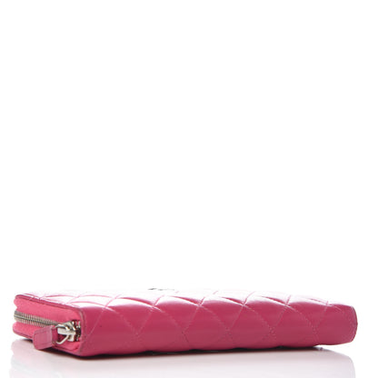 Chanel Lambskin Quilted Large Gusset Zip Around Wallet Pink 4 of 15