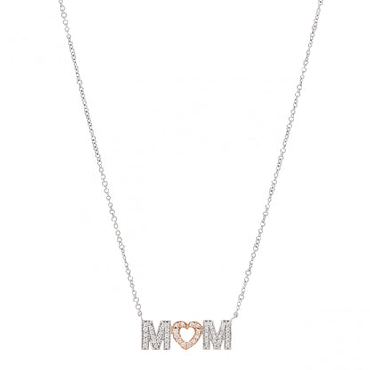 Tiffany 18K White Rose Gold Diamond MOM Pendant Necklace 1 of 6