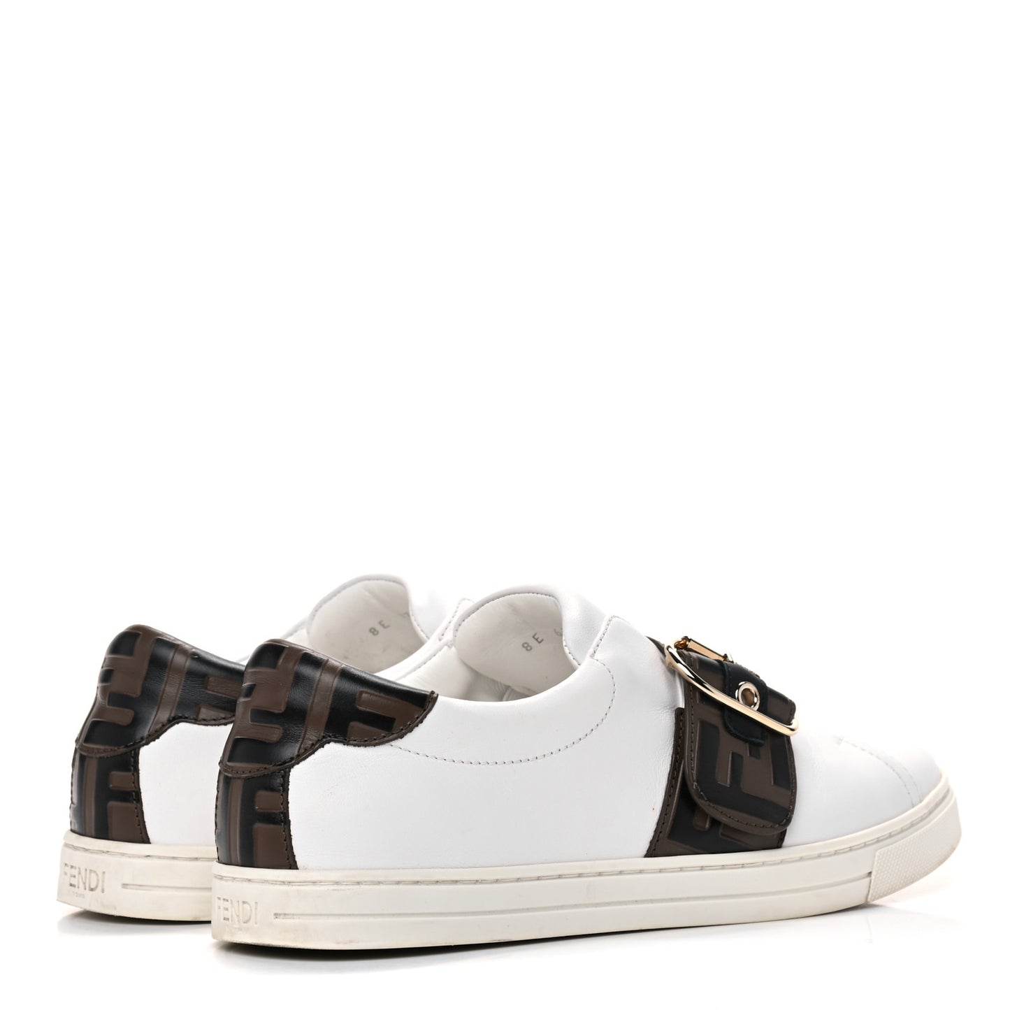Vitello FF Embossed Womens Slip On Sneakers 38.5 Ultra White Maya Black