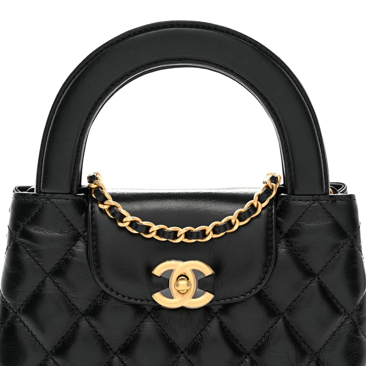 Chanel Shiny Aged Calfskin Quilted Nano Kelly Shopper Black 8 of 11