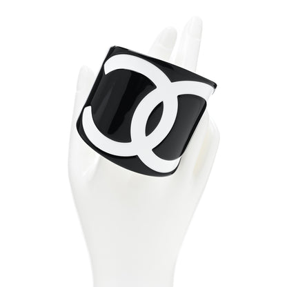 Chanel Resin CC Wide Cuff Black White 2 of 5