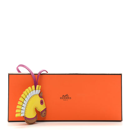 Hermes Milo Lambskin Geegee Camail Bag Charm Lime Chai Rose Pourpre 4 of 4