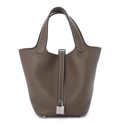 Hermes Taurillon Clemence Picotin Lock 18 PM Etoupe 1 of 9