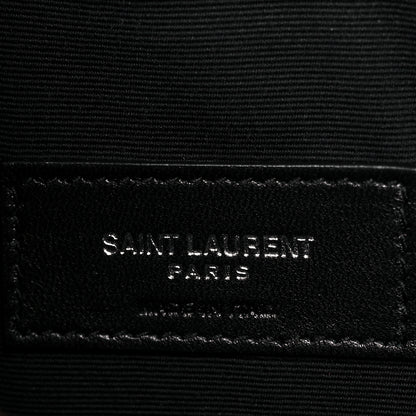 Saint Laurent Calfskin Crocodile Embossed Uptown Monogram Clutch Black 6 of 9