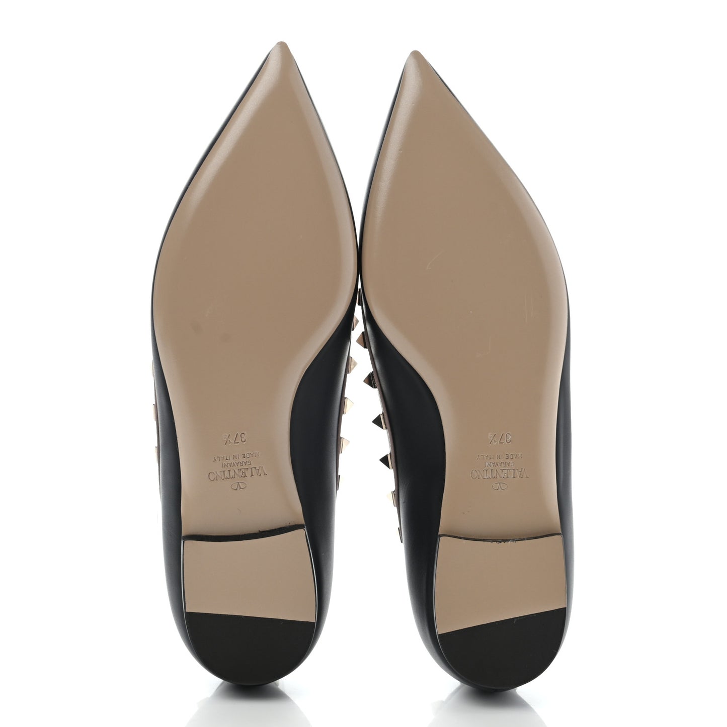 Calfskin Nappa Rockstud Ballerina Flats 37.5 Black Poudre