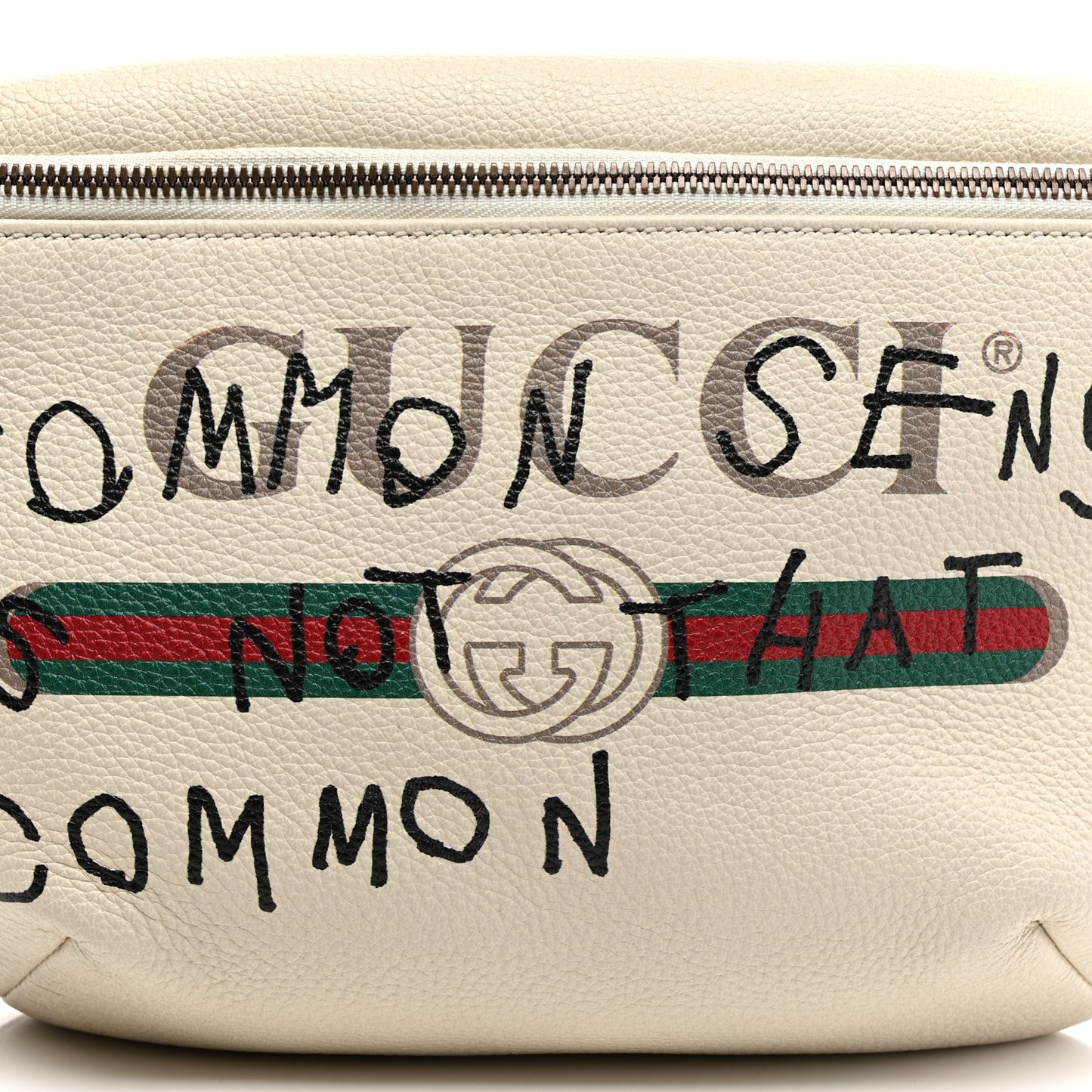 Grained Calfskin Coco Capitan Logo Belt Bag White