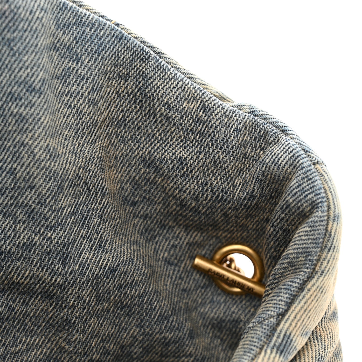 Saint Laurent SAINT LAURENT Denim Quilted Toy Loulou Puffer Monogram Chain Satchel Blue Cinnamon 12 of 14