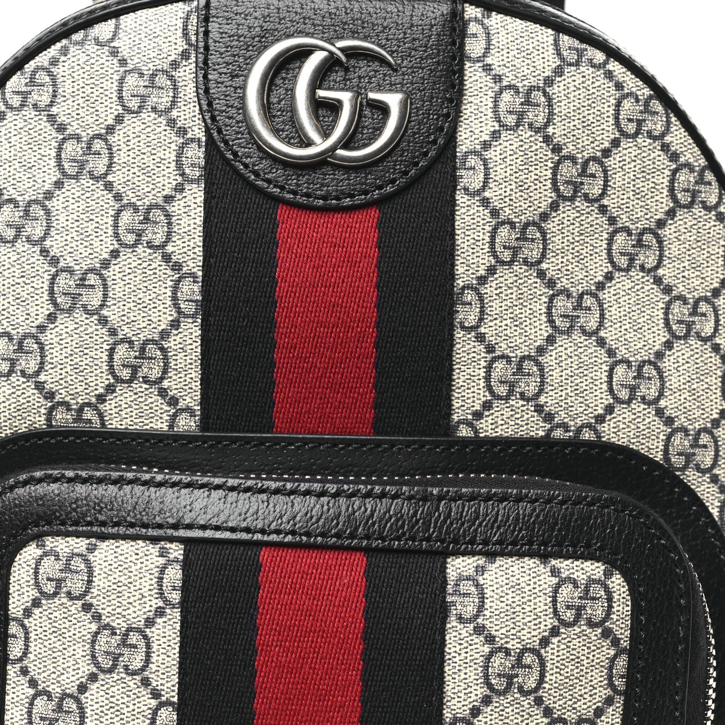 GG Supreme Monogram Textured Dollar Calfskin Web Small Ophidia Day Backpack Beige Blue Black