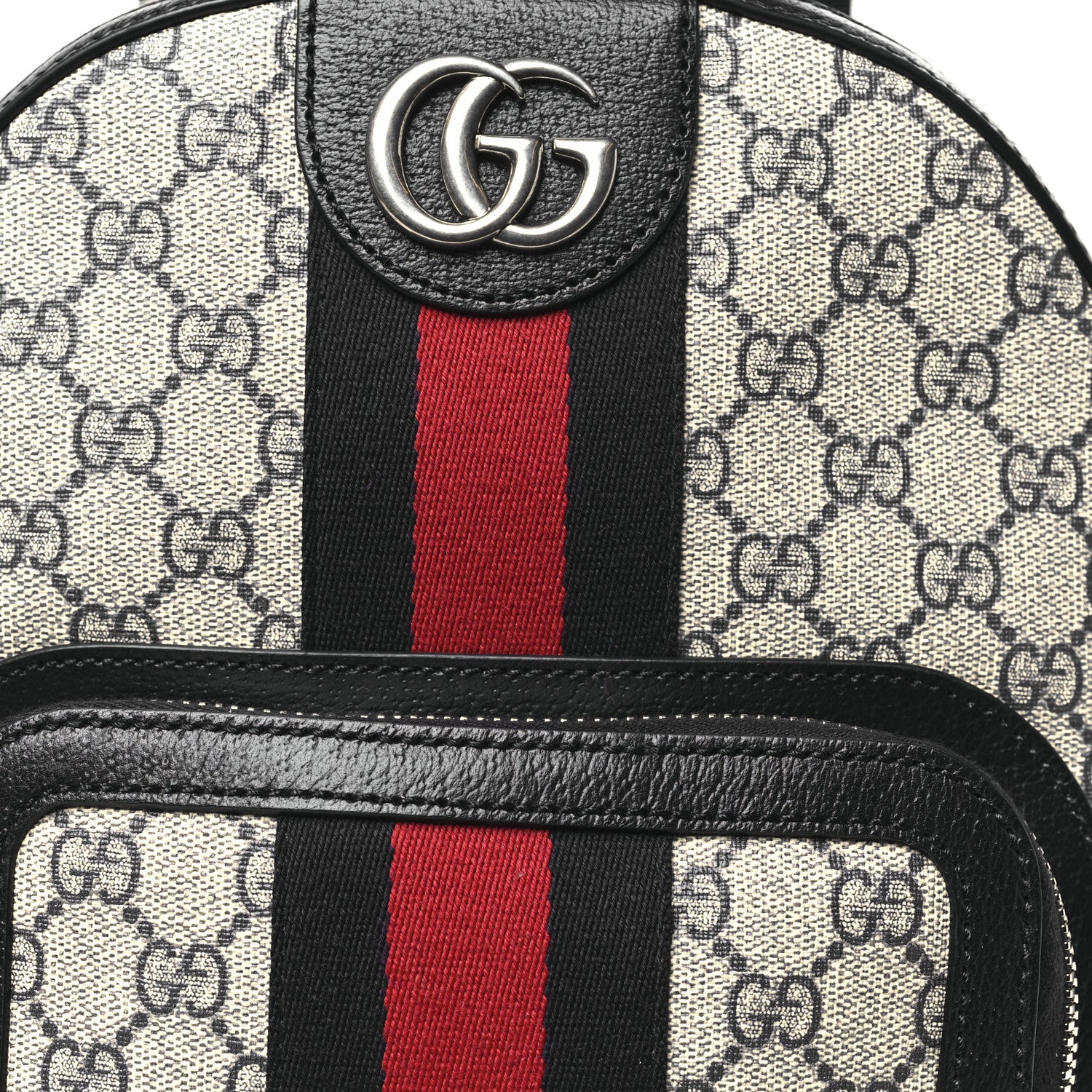 Gucci GG Supreme Monogram Textured Dollar Calfskin Web Small Ophidia Day Backpack Beige Blue Black 9 of 11