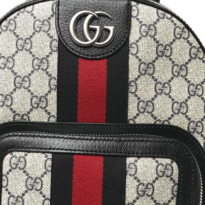Gucci GG Supreme Monogram Textured Dollar Calfskin Web Small Ophidia Day Backpack Beige Blue Black 9 of 11