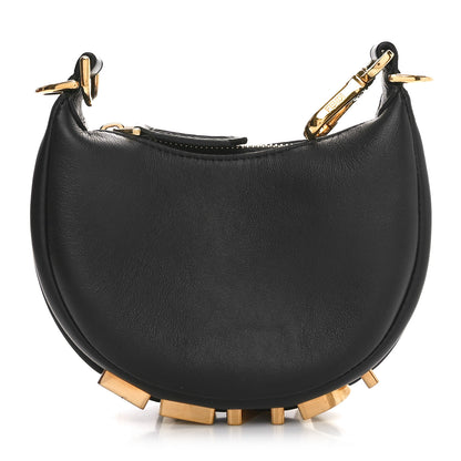 Fendi Vitello Grace Matte Nano Fendigraphy Hobo Charm Black 1 of 10