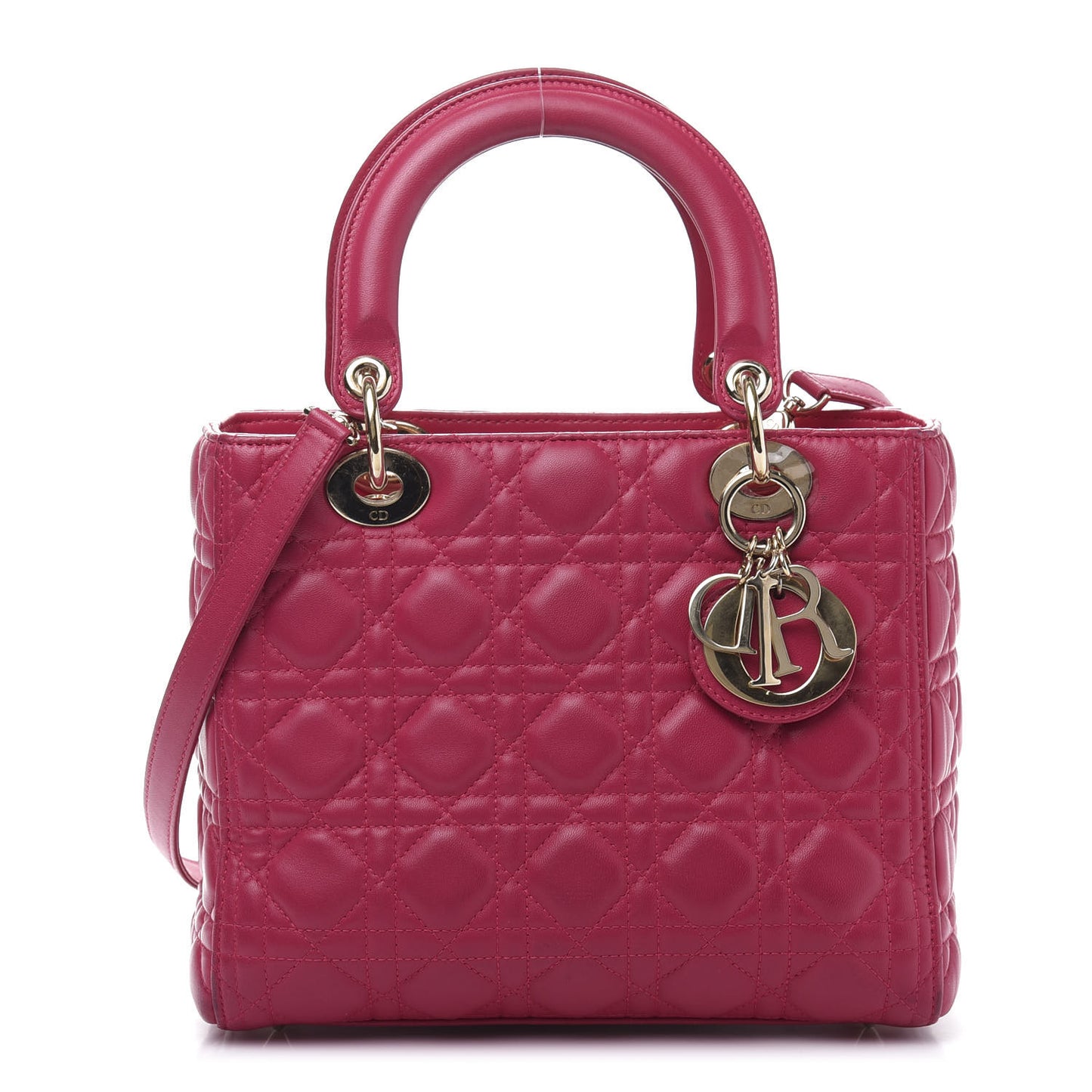 Lambskin Cannage Medium Lady Dior Fuchsia