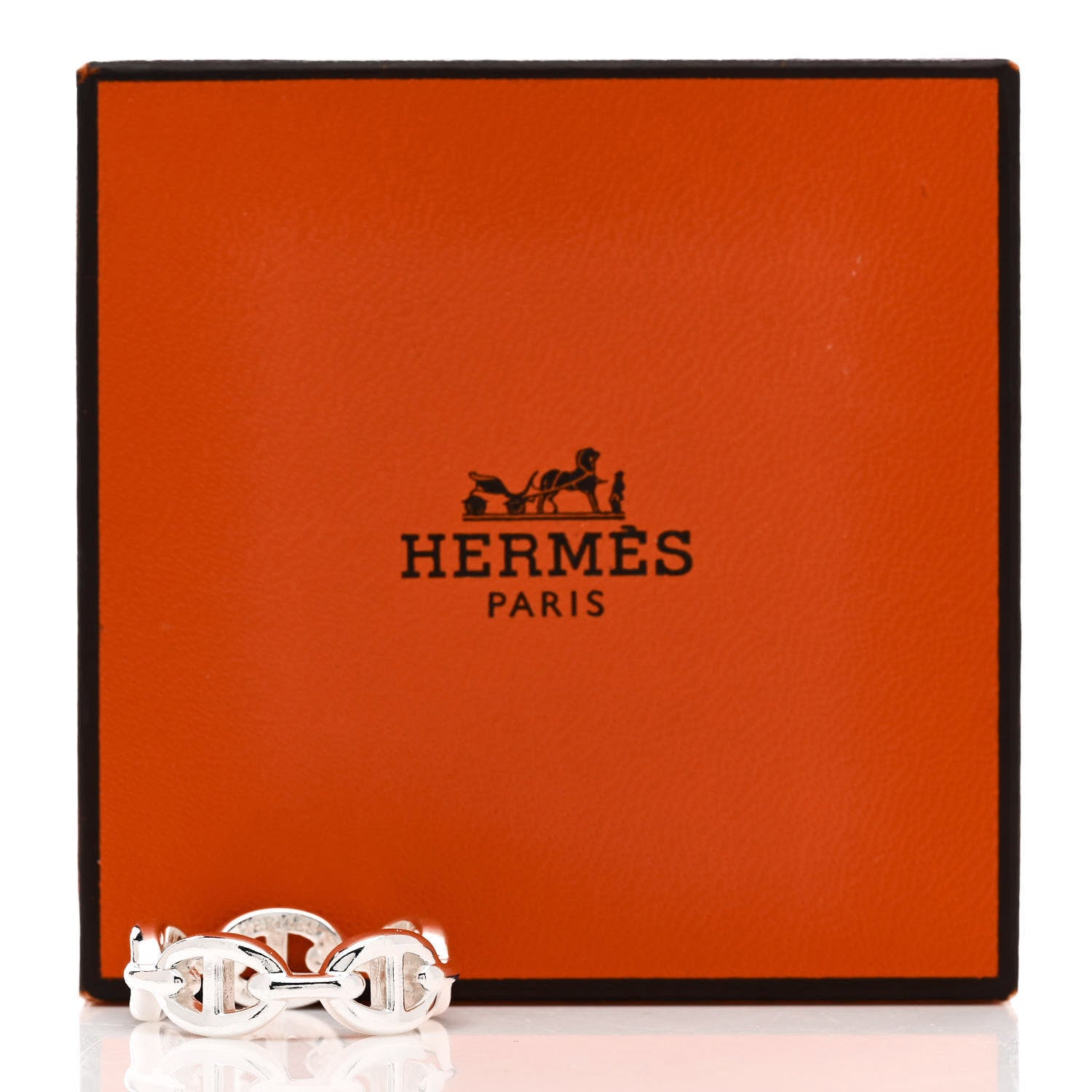 Hermes Sterling Silver PM Chaine d'Ancre Enchainee Band Ring 54 7 9 of 9