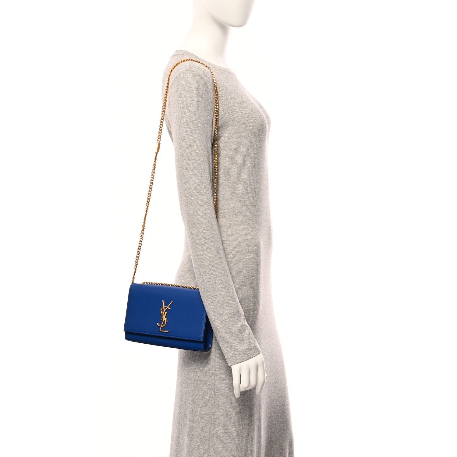 Saint Laurent Grain De Poudre Small Classic Monogram Kate Satchel Royal Blue 2 of 11