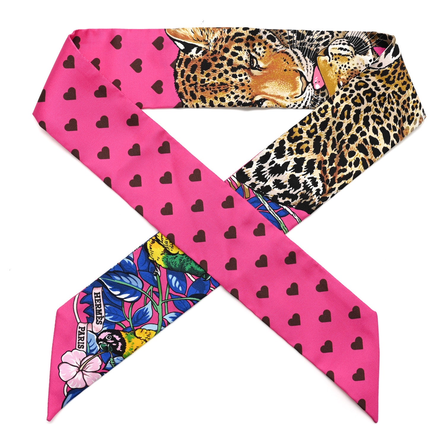 Hermes Silk Jungle Love Love Twilly Rose Vif Bleu Roy 1 of 4
