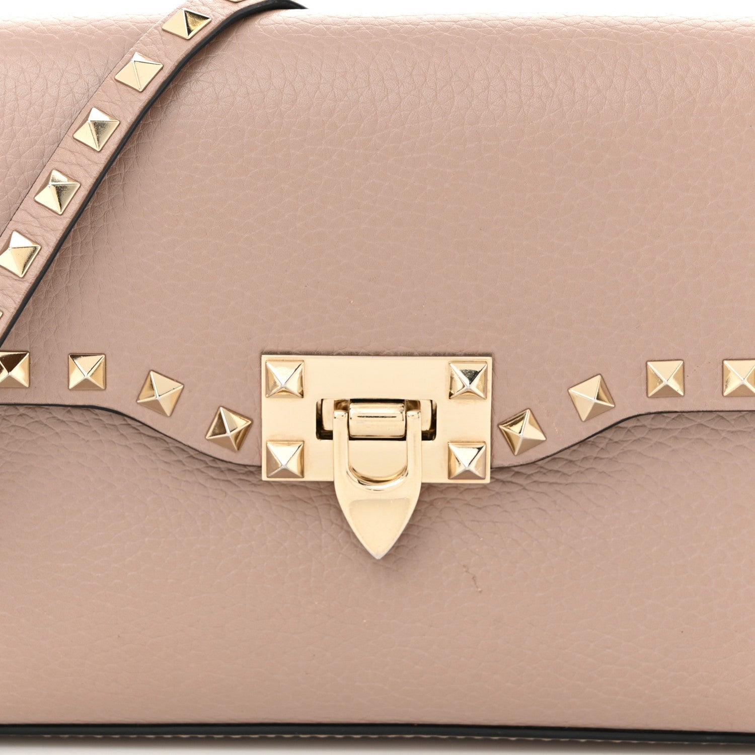 Valentino Garavani Pebbled Calfskin Medium Rockstud Flip Lock Crossbody Bag Poudre 7 of 11