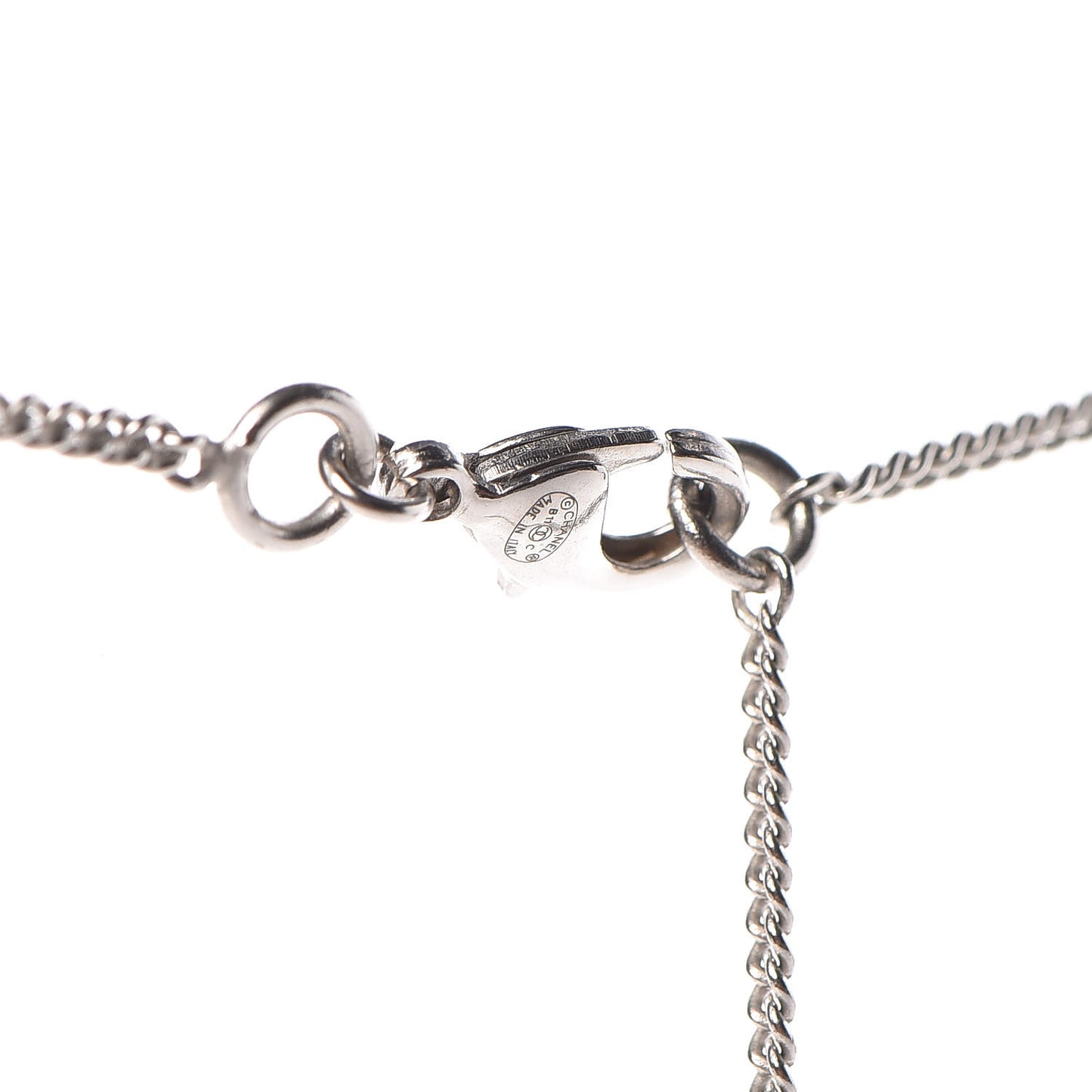Baguette Crystal Large CC Necklace Silver