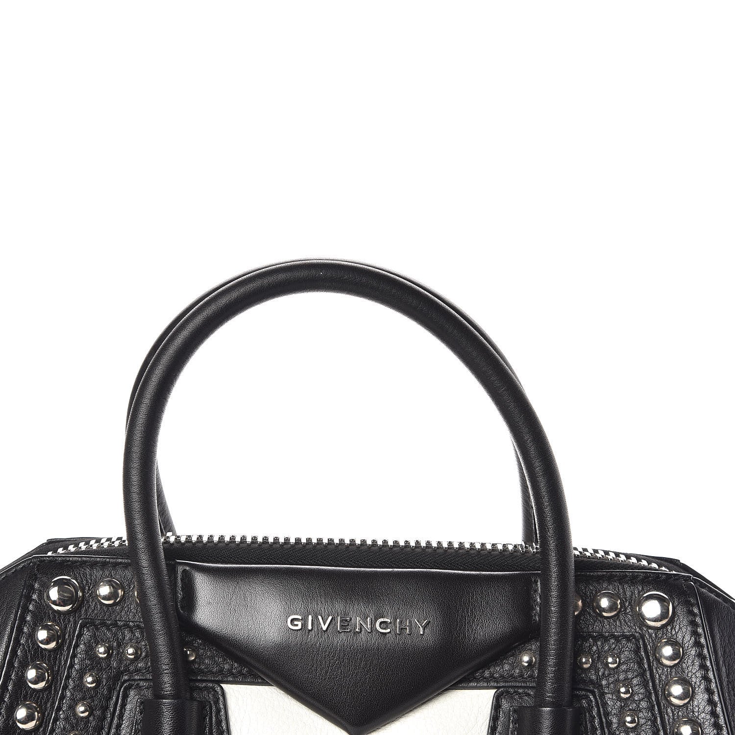 Givenchy Calfskin Small Studded Bi-Color Antigona Black White 11 of 13