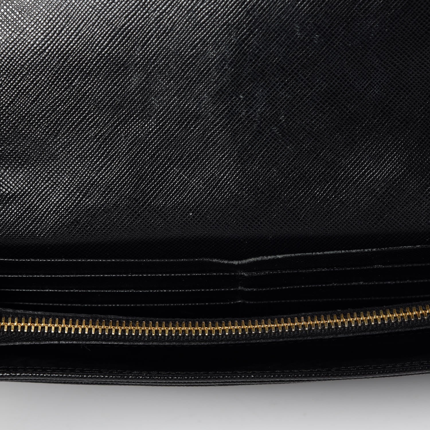 Prada Saffiano Metal Oro Chain Wallet Black 11 of 17