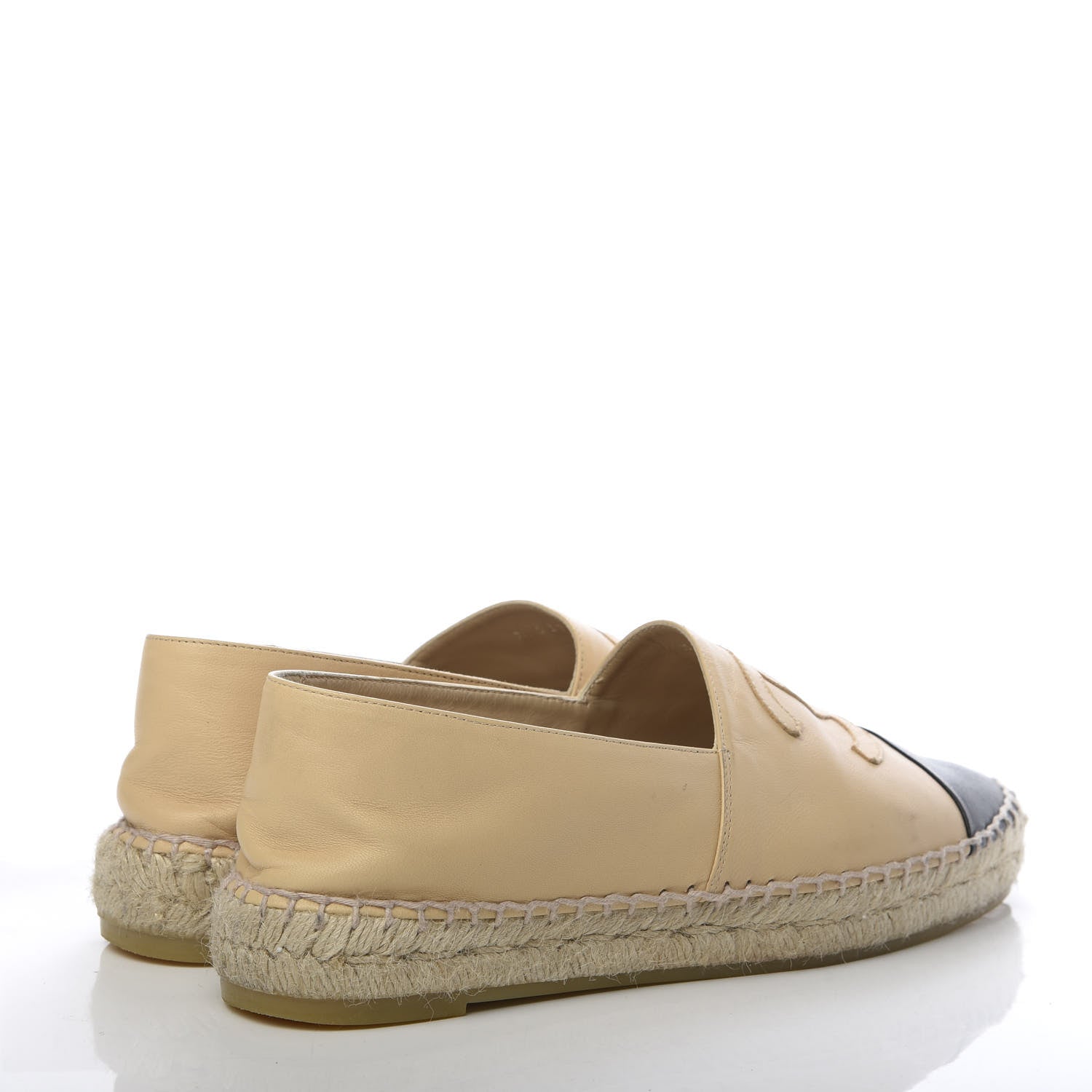 Chanel Lambskin CC Espadrilles 38 Beige Black 4 of 12