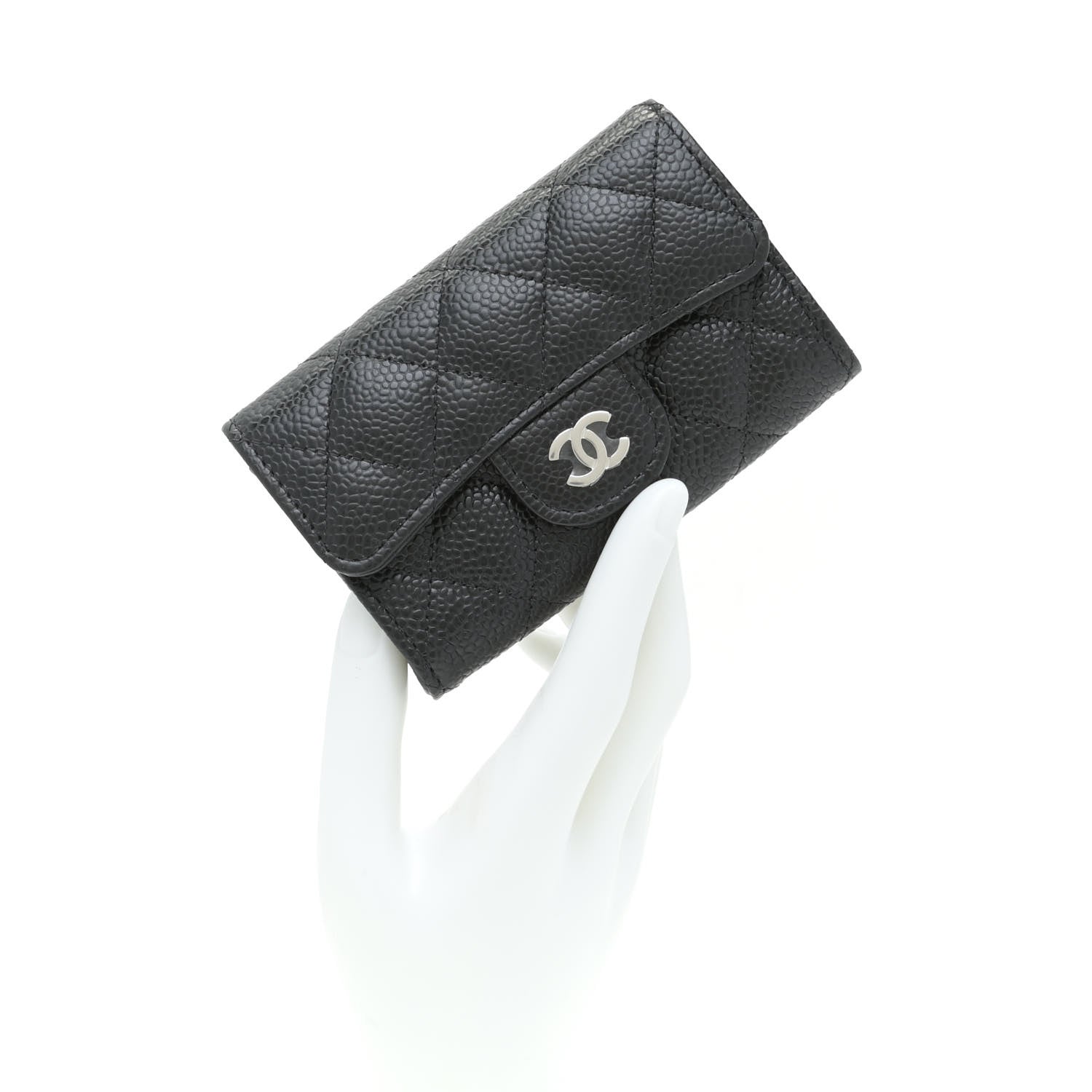 Chanel Caviar Quilted Flap Card Holder Wallet Black 2 of 8