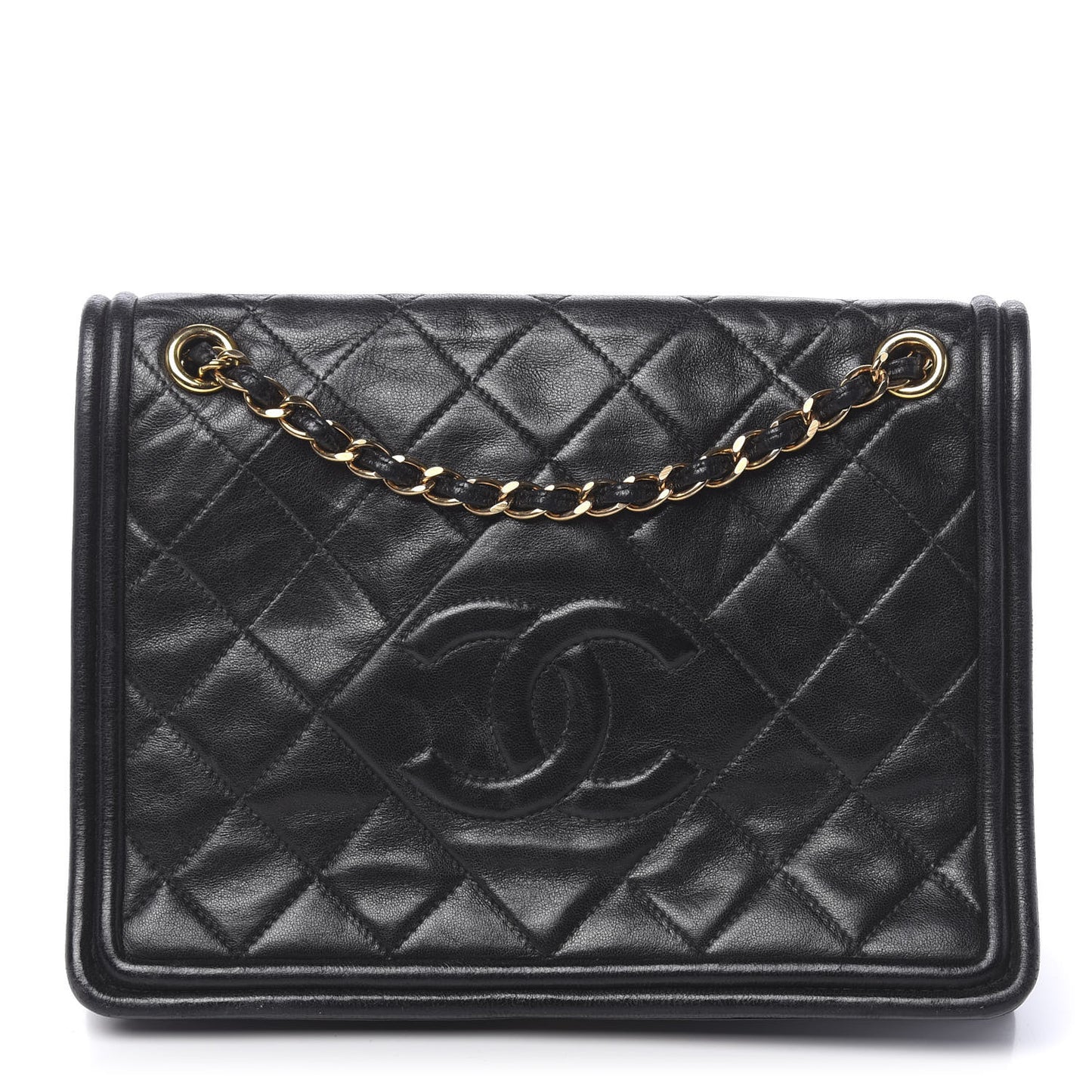 Lambskin Quilted Small Single Flap Black