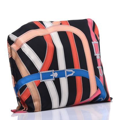 Hermes Silk Barenia Cavalcadour Airsilk Backpack Black Bleu Marine Fauve 11 of 15