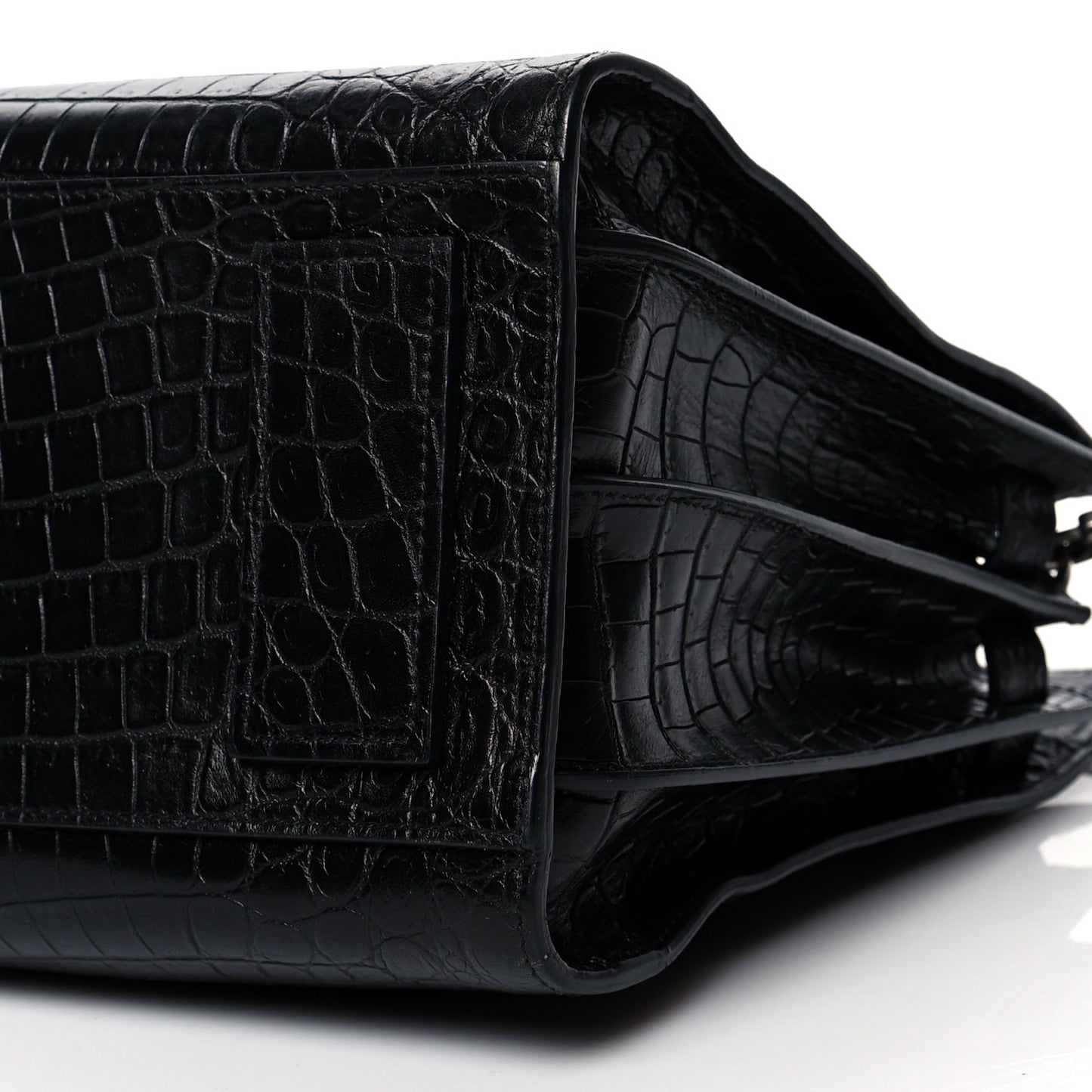Calfskin Crocodile Embossed Small Supple Sac de Jour Black
