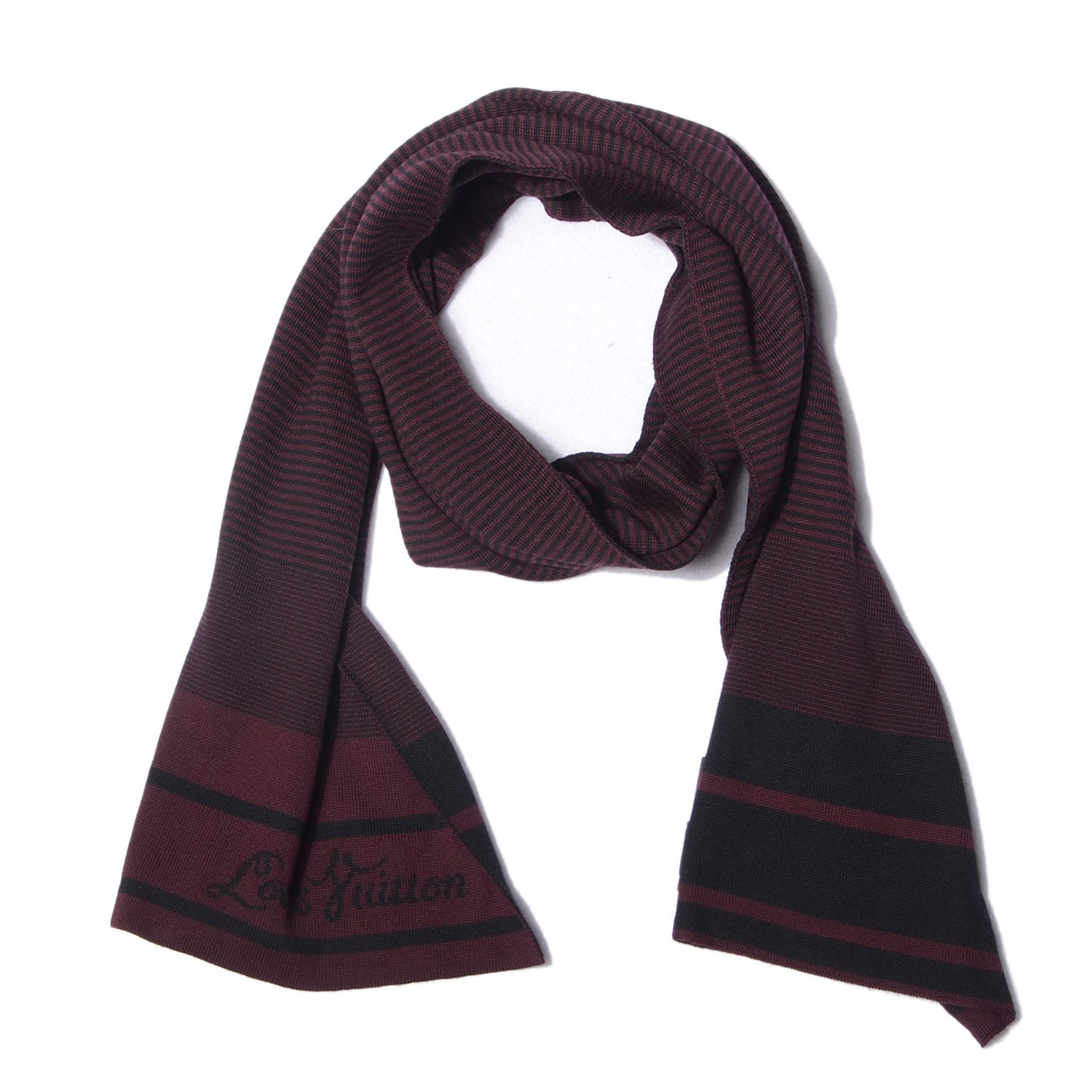 Louis Vuitton Wool Multistripe Scarf Burgundy 3 of 5