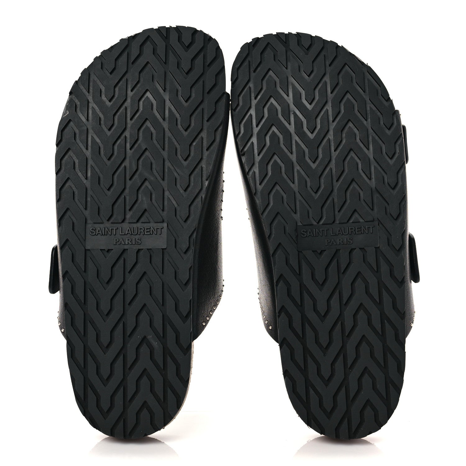 Saint Laurent Calfskin Studded Jimmy Cross Slides 37.5 Black 5 of 9