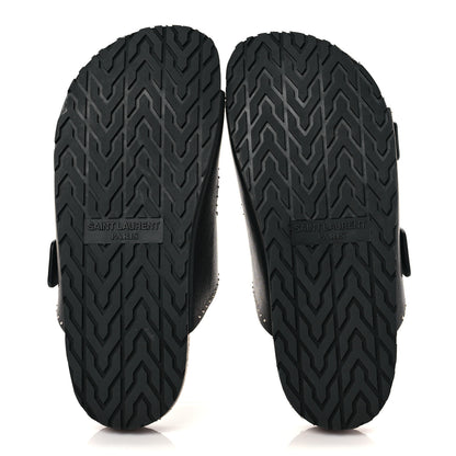 Saint Laurent Calfskin Studded Jimmy Cross Slides 37.5 Black 5 of 9