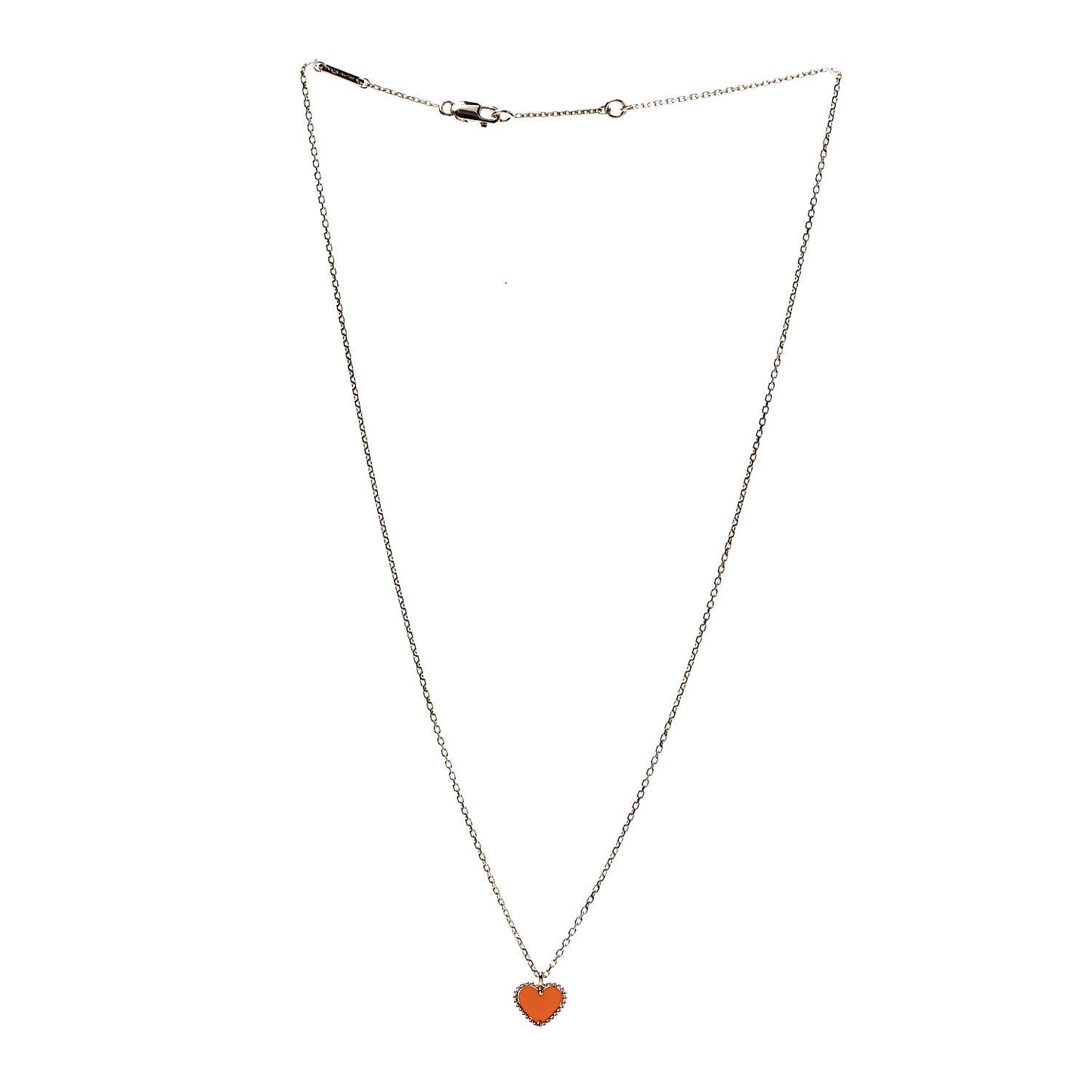 18K Rose Gold Carnelian Sweet Alhambra Heart Pendant Necklace