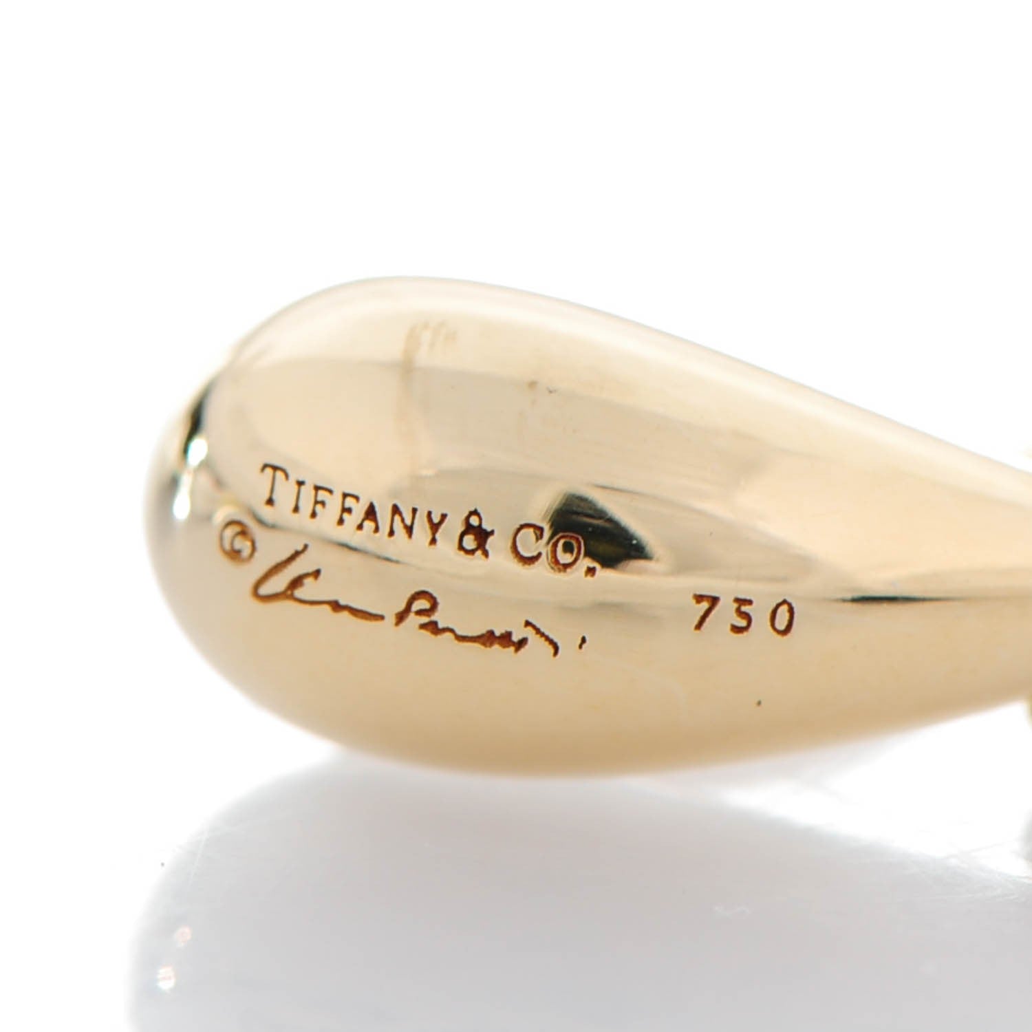 Tiffany 18K Yellow Gold Elsa Peretti 12mm Teardrop Earrings 5 of 5