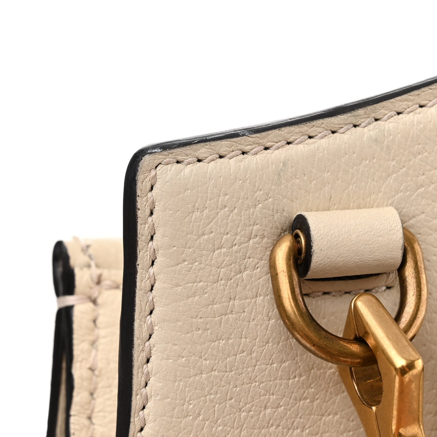 Grained Calfskin Web Stripe Butterfly Medium Totem Top Handle Bag White