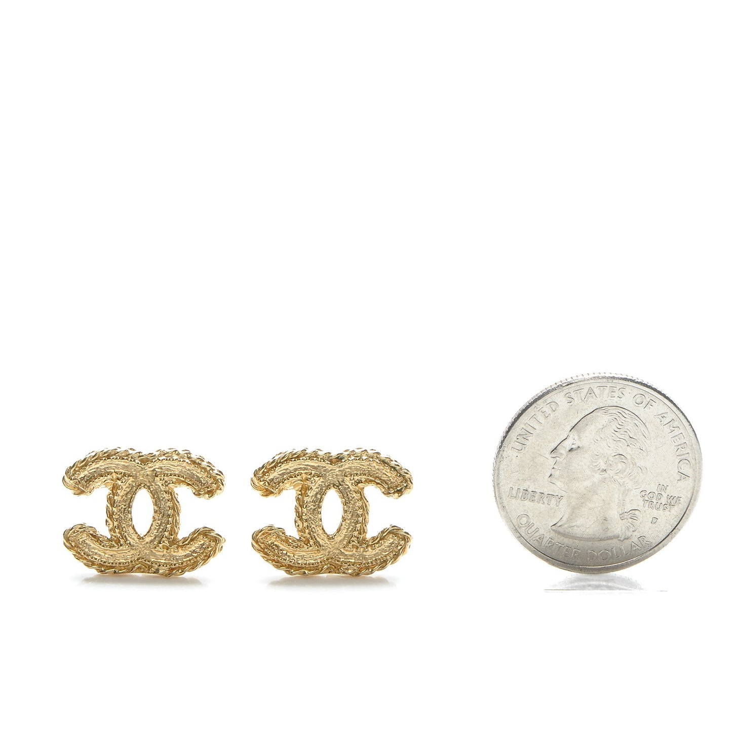 Metal CC Rope Earrings Gold