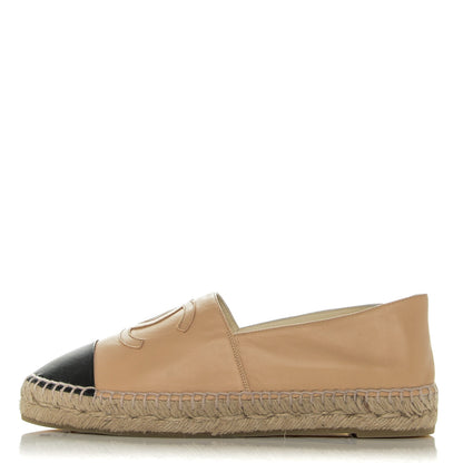 Chanel Lambskin CC Espadrilles 38 Beige Black 1 of 7