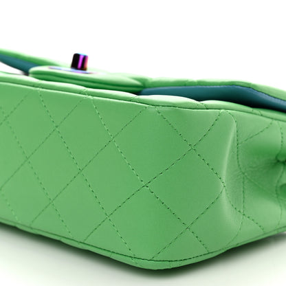 Chanel Lambskin Quilted Mini Rectangular Flap Green Blue 10 of 11