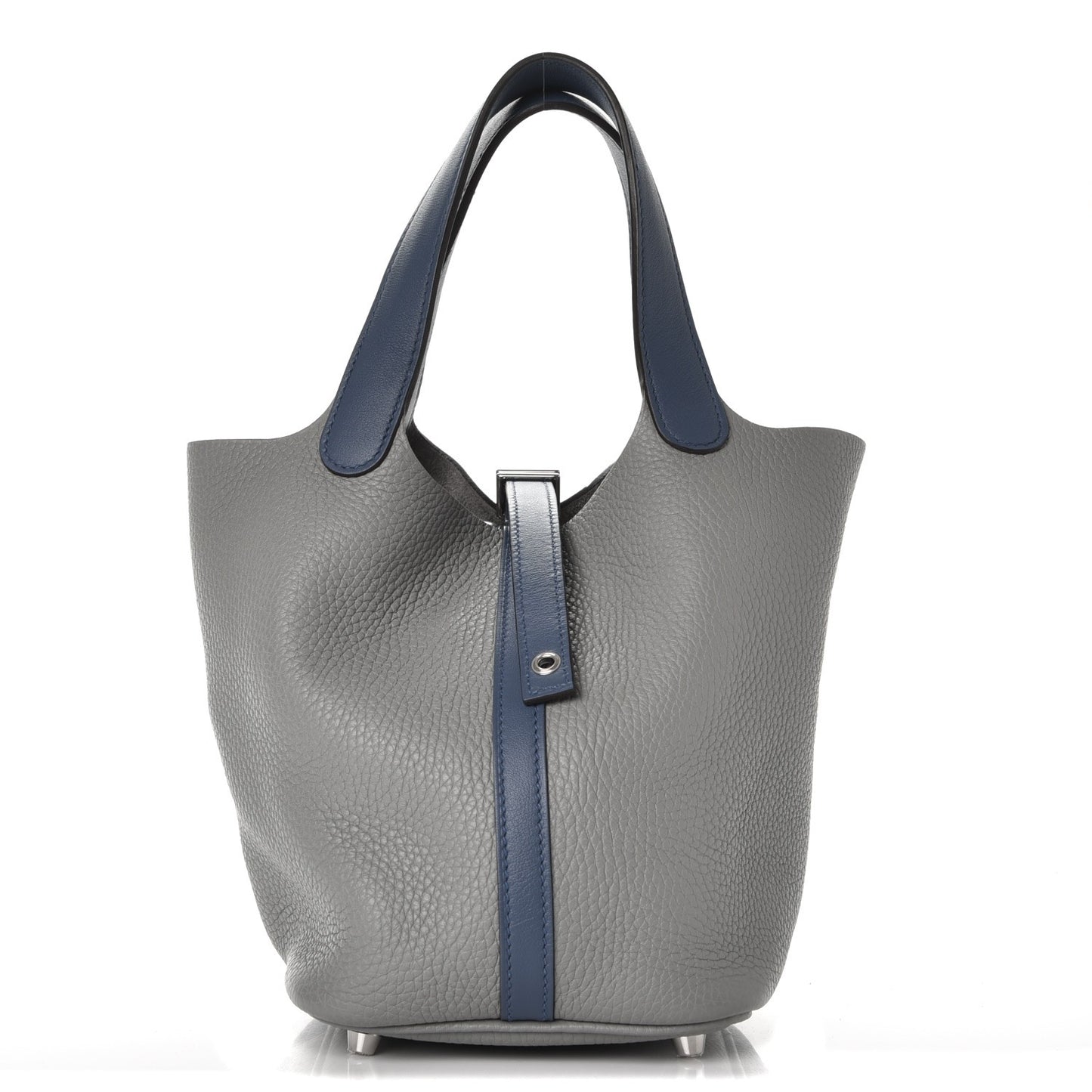 Taurillon Clemence Picotin Lock 18 PM Gris Mouette Bleu Agate