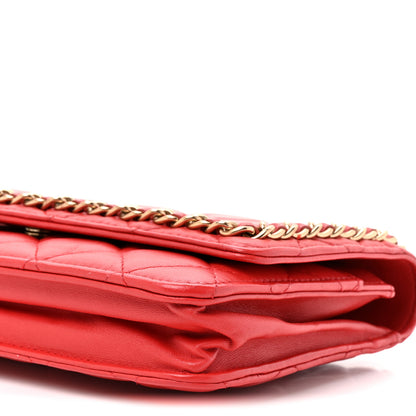 Chanel Lambskin Quilted Chain Around Wallet On Chain WOC Red 9 of 10