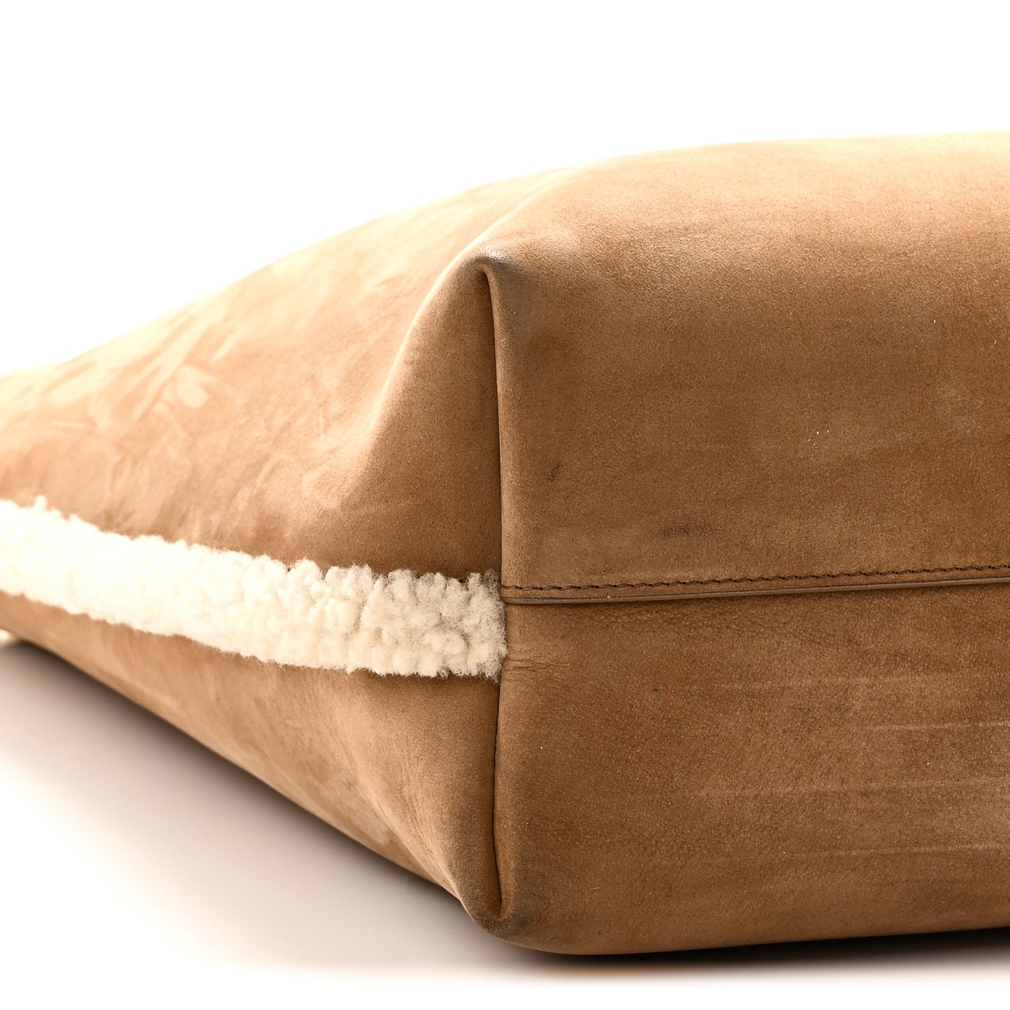 Suede Shearling Large Shopping Tote Natural Tan