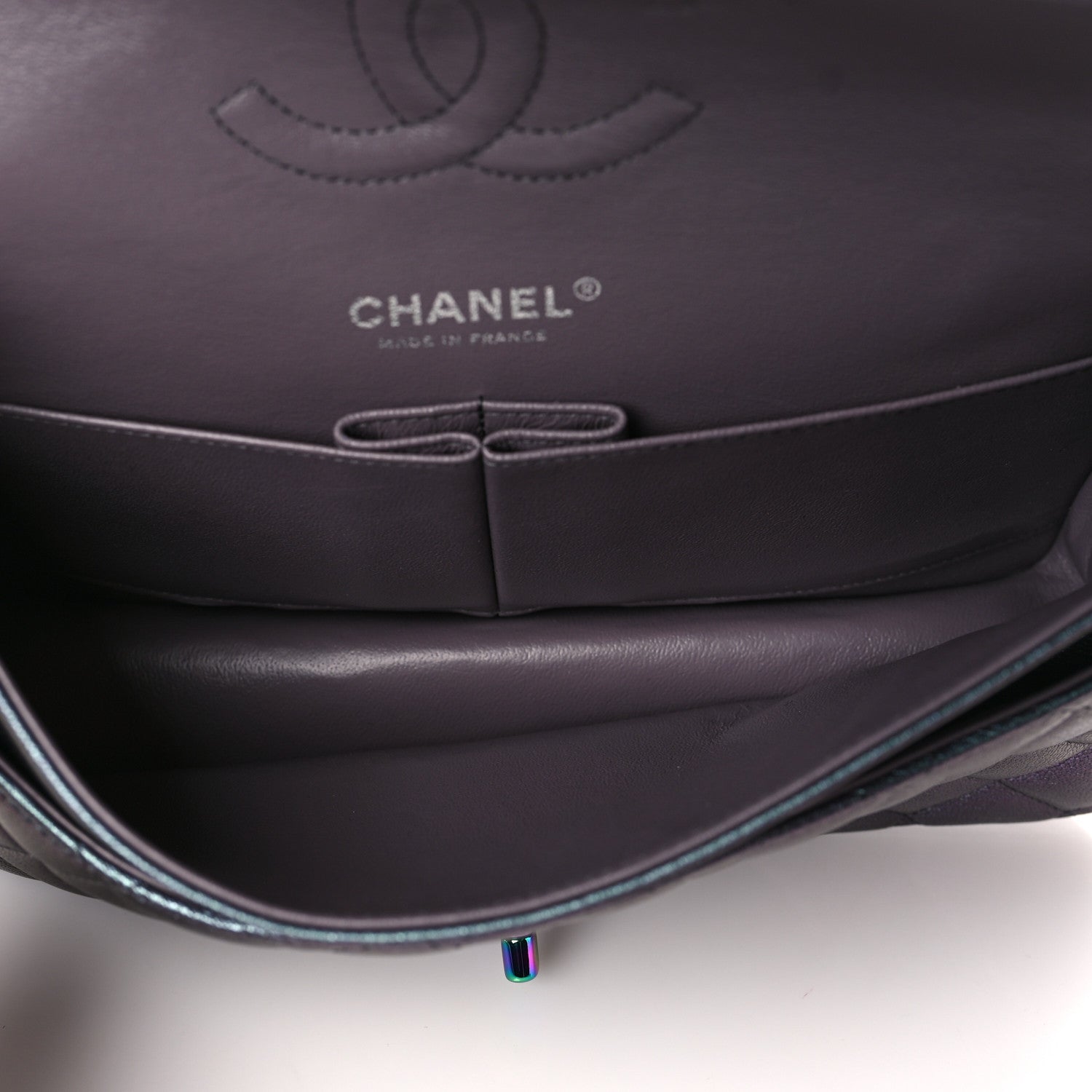 Chanel Iridescent Goatskin Quilted Medium Double Flap Purple 5 of 9