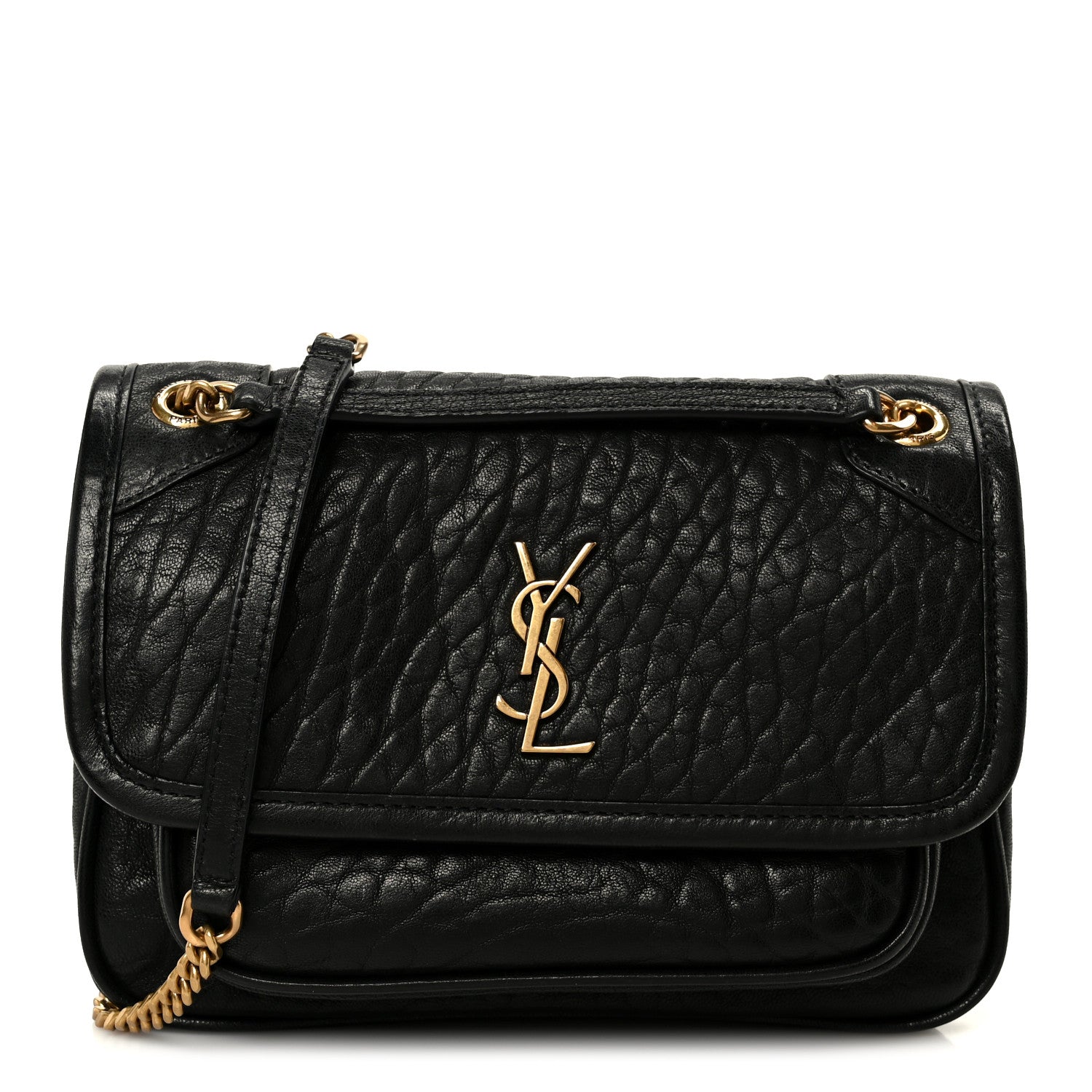 Saint Laurent Grained Lambskin Monogram Mini Niki Chain Satchel Black 1 of 11